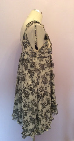 Gia London Black & Cream Floral Print Strappy Dress Size 12 - Whispers Dress Agency - Womens Dresses - 2