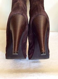 Dune Brown Suede Buckle Trim Knee Length Boots Size 6/39 - Whispers Dress Agency - Womens Boots - 5