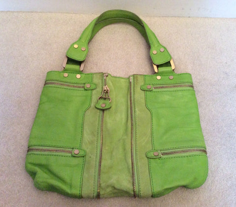 Jimmy Choo Neon Green Leather / Suede Mona Bag - Whispers Dress Agency - Sold - 5