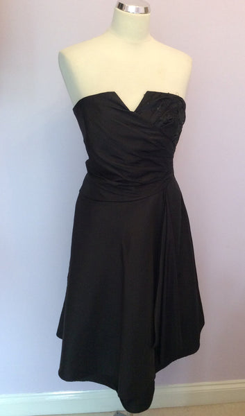 Brand New Linea Black & Sequin Trim Strapless Dress Size 14 - Whispers Dress Agency - Womens Dresses - 1
