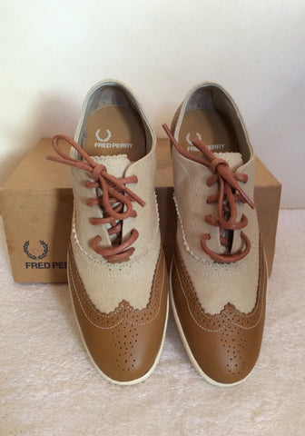 Brand New Fred Perry Beige Canvas & Tan Lace Up Shoes Size 4/37 - Whispers Dress Agency - Sold - 2