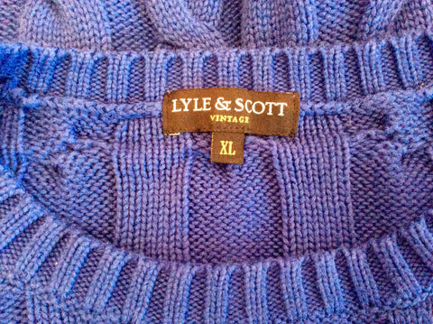 Lyle & Scott Vintage Blue Crew Neck Cotton Jumper Size XL - Whispers Dress Agency - Sold - 3