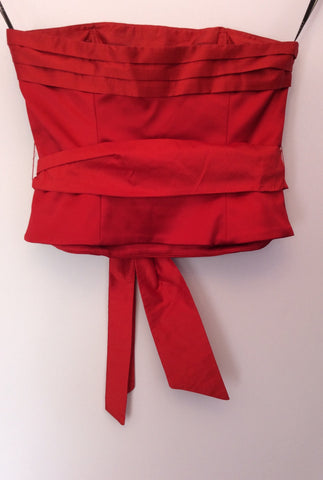 Coast Red Satin Bustier Top With Silk Belt Size 12 - Whispers Dress Agency - Sold - 2