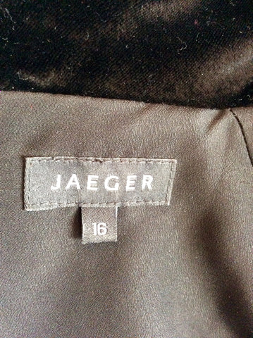 Jaeger Brown Silk Print With Black Velvet Trim Dress Size 16 - Whispers Dress Agency - Sold - 7