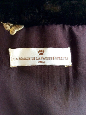 LA MAISON DE LA FAUSSE FOURRURE DARK BROWN FAUX FUR COAT SIZE L - Whispers Dress Agency - Womens Coats & Jackets - 9
