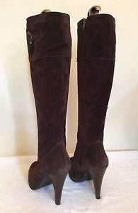 Dune Brown Suede Buckle Trim Knee Length Boots Size 6/39 - Whispers Dress Agency - Womens Boots - 4
