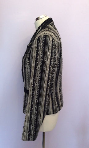 Aria Black & White Wool Blend Weave Jacket Size 12 - Whispers Dress Agency - Sold - 3
