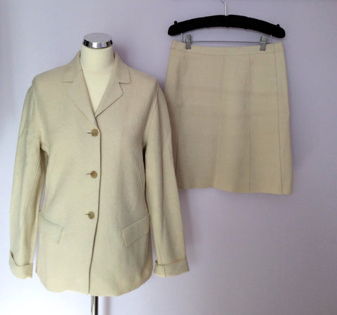 MARC AUREL CREAM WOOL BLEND SKIRT SUIT SIZE 38 UK 8/10 - Whispers Dress Agency - Womens Suits & Tailoring - 1