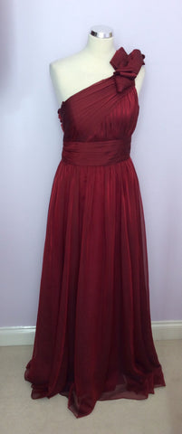 Edressit Deep Red One Shoulder Evening Dress Size 12 - Whispers Dress Agency - Womens Dresses - 1