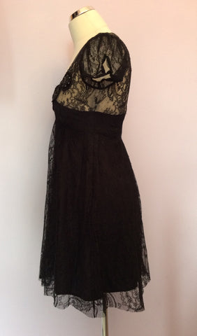 Monsoon Fusion Black Lace Beaded Trim Dress Size 8 - Whispers Dress Agency - Womens Dresses - 3