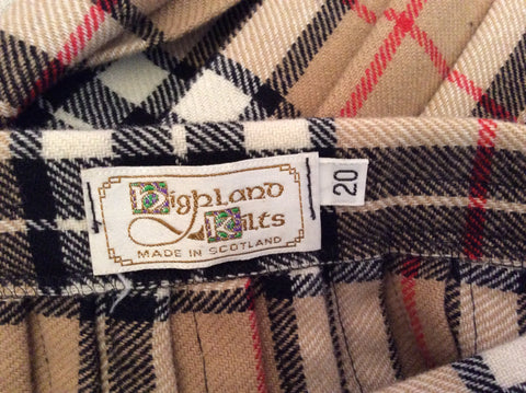 Highland Kilts Camel Tartan Pure New Wool Kilt Size 20 Fit 16/18 - Whispers Dress Agency - Sold - 3