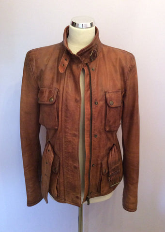 Belstaff Cognac / Antique Brown Leather 'Triumph' Jacket Size 12/14 - Whispers Dress Agency - Sold - 2