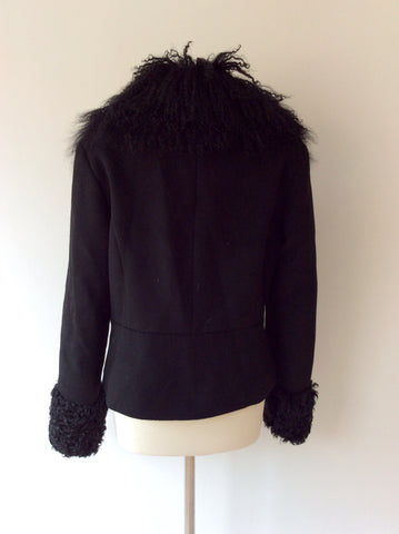 ET DIEU CREA LA FEMME BLACK FUR TRIM WOOL & CASHMERE JACKET SIZE 40 UK 12/14 - Whispers Dress Agency - Womens Coats & Jackets - 3