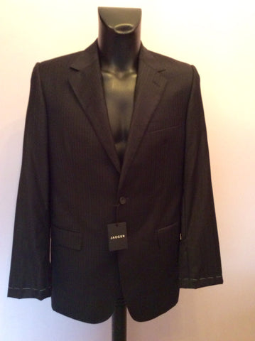 BRAND NEW EX SAMPLE JAEGER BLACK STRIPE WOOL SUIT JACKET SIZE 38L - Whispers Dress Agency - Mens Suits & Tailoring - 1