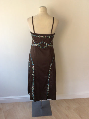 COAST KHAKI EMBROIDERED & SEQUIN TRIM STRAPPY/ STRAPLESS DRESS SIZE 12 - Whispers Dress Agency - Womens Dresses - 4