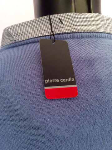 Brand New Pierre Cardin Blue V Neck Jumper With Inner Shirt Collar Size XXXL - Whispers Dress Agency - Mens Knitwear - 2
