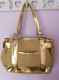 Kathy Van Zeeland Gold Straw And Artificial Leather Shoulder Bag - Whispers Dress Agency - Sold - 3