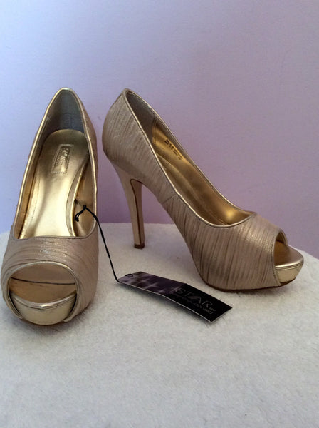 Brand New Julien Macdonald Gold Peeptoe Heels Size 4/37 - Whispers Dress Agency - Sold - 1