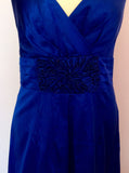 Brand New Coast Charmaine Blue Silk & Cotton Halter Neck Dress Size 16 - Whispers Dress Agency - Womens Dresses - 2