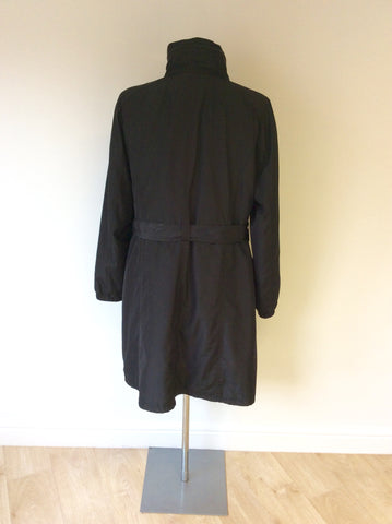 BRIEFING BLACK FOX FUR TRIM MAC/ COAT SIZE 44 UK 16 - Whispers Dress Agency - Womens Coats & Jackets - 8