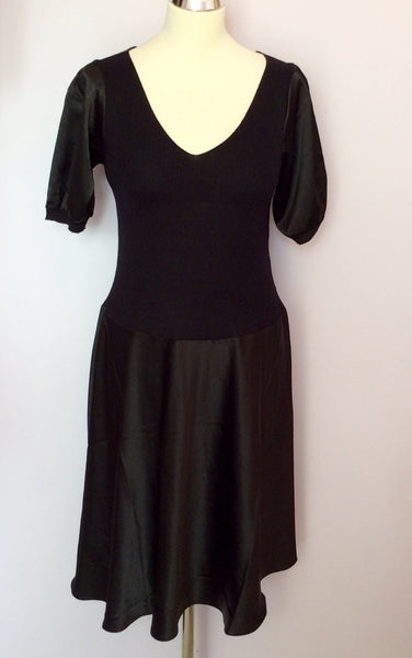 Betty Jackson Black Fine Knit & Satin Dress Size 12 Whispers Dress Agency Betty Jackson Black Fine Knit & Satin Dress Size 12 Whispers Dress Agency