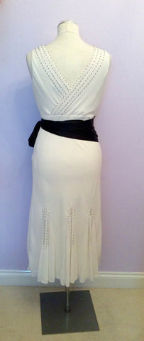 Coast Cream & Black Beaded Trim Occasion Dress Size 12 - Whispers Dress Agency - Womens Dresses - 4