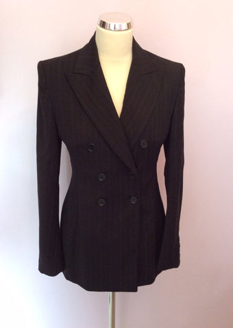 Karen Millen Black Wool With Detachable Red Faux Fur Collar Trouser Suit Size 10 - Whispers Dress Agency - Sold - 4