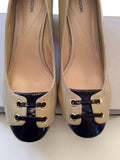 MONSOON BEIGE & BLACK PATENT LEATHER HEELS SIZE 6.5/39.5 - Whispers Dress Agency - Womens Heels - 2
