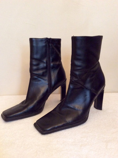 Bronx Black Leather Ankle Boots Size 5/38 - Whispers Dress Agency - Womens Boots - 1