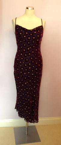 Hobbs Burgundy Floral Silk Blend Dress Size 8 - Whispers Dress Agency - Womens Dresses - 1