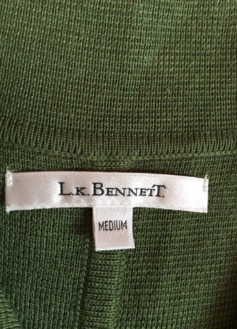 LK Bennett Dark Olive Green Wool Blend Cardigan Size M - Whispers Dress Agency - Womens Knitwear - 3