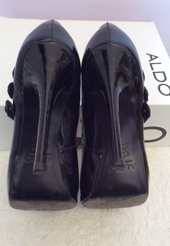 Aldo Black Patent Leather Peeptoe Mary Jane Heels Size 5/38 - Whispers Dress Agency - Womens Heels - 4