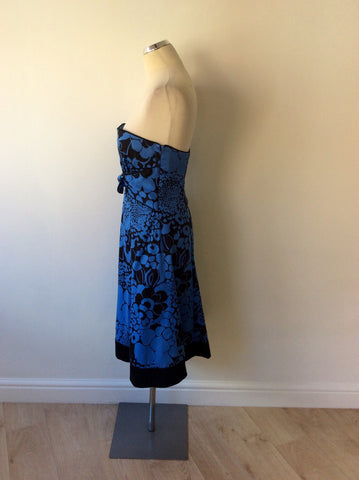 BRAND NEW COAST BLUE & BLACK STRAPLESS COTTON DRESS SIZE 12 - Whispers Dress Agency - Womens Dresses - 2