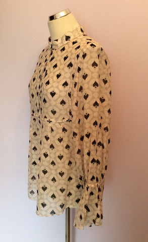 Alice Temperley Pale Pink, Grey & Black Spade Print Smock Top Size 10 - Whispers Dress Agency - Womens Tops - 3