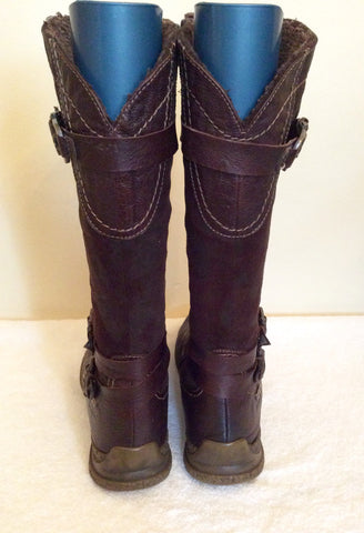 Tamaris Brown Buckle Trim Biker Boots Size 7.5/41 - Whispers Dress Agency - Sold - 4