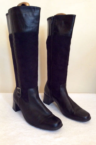 Footglove Black Leather & Faux Suede Boots Size 4/37 - Whispers Dress Agency - Sold - 1