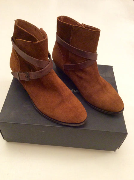 Kurt Geiger Spence Tan Suede Ankle Boots Size 5/38