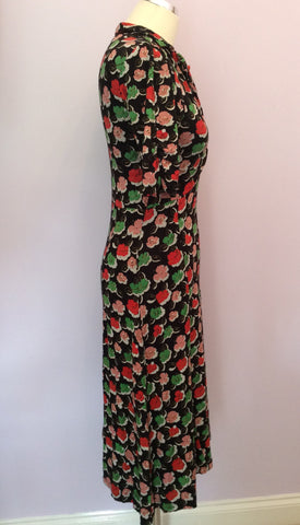 Cath Kidston Black Floral Print Stretch Jersey Tea Dress Size 10 - Whispers Dress Agency - Sold - 2