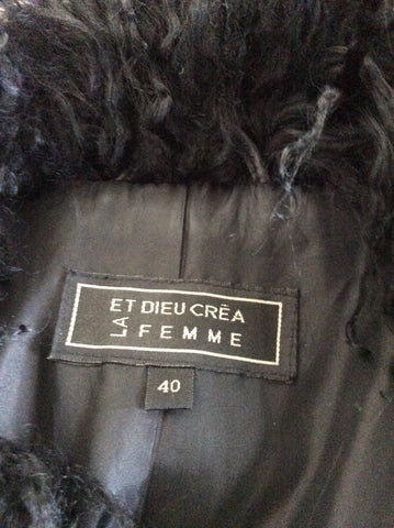 ET DIEU CREA LA FEMME BLACK FUR TRIM WOOL & CASHMERE JACKET SIZE 40 UK 12/14 - Whispers Dress Agency - Womens Coats & Jackets - 4