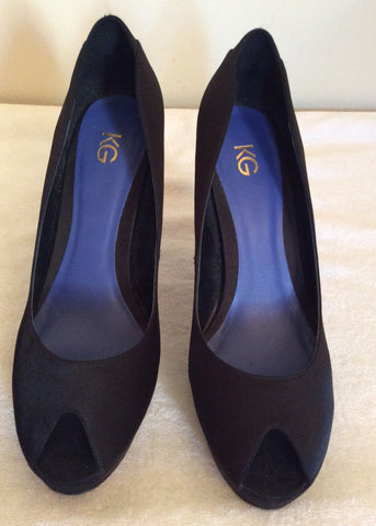 Kurt Geiger Black Satin Peeptoe Heels Size 6/39 - Whispers Dress Agency - Womens Heels - 2
