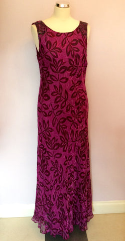 Country Casuals Dark Pink Silk Blend Long Dress Size 14 - Whispers Dress Agency - Sold - 1