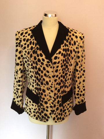 Fink Cream, Beige & Black Print Jacket Size 12 - Whispers Dress Agency - Women suits & Tailoring - 1