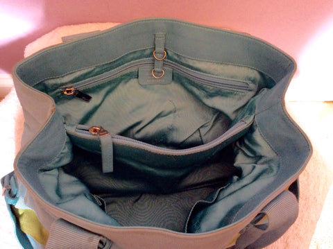 Salvatore Ferragamo Aqua & Green Leather & Canvas Shoulder Bag - Whispers Dress Agency - Sold - 4