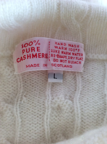 Made In Scotland Ivory Pure Cashmere Short Sleeve Jumper Size L - Whispers Dress Agency - Sold - 3