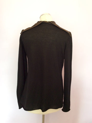 Crea Concept Black & Brown Stripe Merino Wool Cardigan Size 40 UK 12 - Whispers Dress Agency - Sold - 2