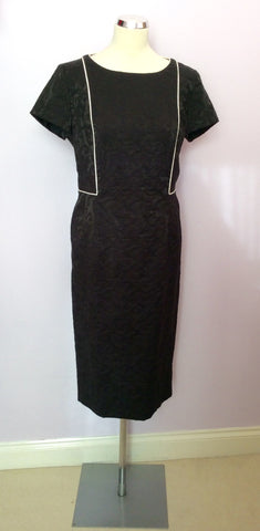 CONDICI BLACK & WHITE TRIM PENCIL DRESS SIZE 14 - Whispers Dress Agency - Womens Dresses - 1