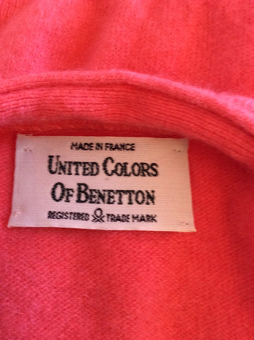 Vintage United Colours Of Benetton Coral Wool & Angora Cardigan Approx M/L - Whispers Dress Agency - Womens Vintage - 2