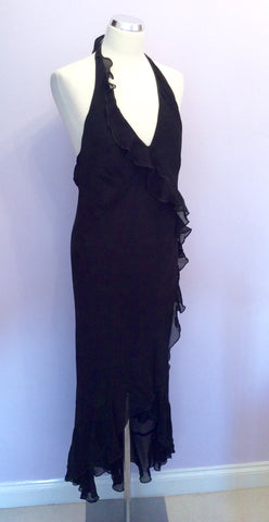 Coast Black Halterneck Frill Trim Dress Size 16 - Whispers Dress Agency - Sold - 1