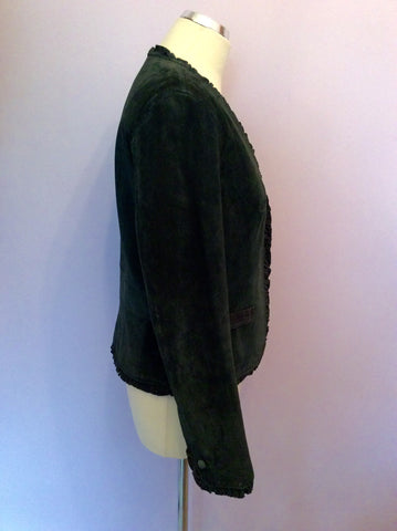 Monsoon Dark Green Suede Jacket Size 12 - Whispers Dress Agency - Sold - 2