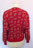 Vintage Jaeger Red & Grey Print Wool Blend Cardigan Size 38" UK M - Whispers Dress Agency - Sold - 2